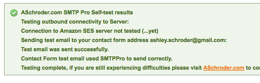 SMTP Pro Self Test Output