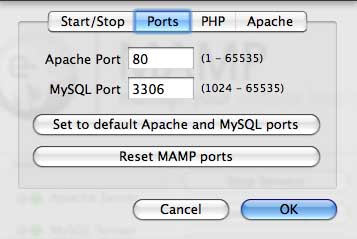 MAMP Port settings, reset to application defaults Reset your MAMP ports to the application defaults. it'll make browsing to your site easier, and also application configuration will be more standard.