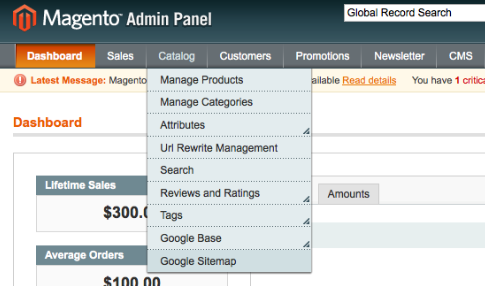 Sitemap Submit found in the Magento Sitemap admin menu option Sitemap Submit found in the Magento Sitemap admin menu option