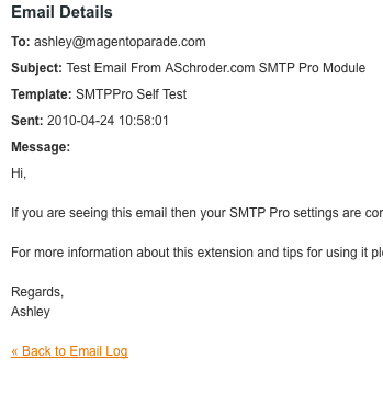 Email Details You can see the details of an email as it was sent.