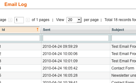Email Log You can view a list of all emails, sort by date, subject and to address - search and then view a selected email